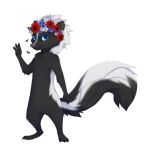  1:1 2017 4_fingers ambiguous_gender anthro black_fur blue_eyes digital_media_(artwork) fingers fur grey_hair hair hi_res mammal mephitid reysi skunk solo standing striped_skunk 