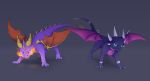  2017 claws cynder digital_media_(artwork) dragon duo female feral hi_res horn male membrane_(anatomy) membranous_wings reysi scalie simple_background spines spyro spyro_the_dragon video_games western_dragon wings 