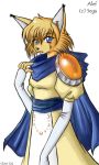  alef anthro canid canine chevi clothed clothing female fox fur hair kemono looking_at_viewer mammal shining_(series) shining_force simple_background solo video_games 