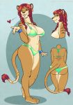  &lt;3 anthro big_breasts bikini blowing_kiss breasts butt chest_tuft clothing ear_piercing ear_ring felid female hi_res lion mammal pantherine piercing swimwear tuft vkyrie 