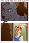 2018 2019 absurd_res anthro brown_fur canid canine canis clothing comic digital_media_(artwork) english_text fox fur hi_res lirkov male mammal open_mouth text ursid ursine wolf 