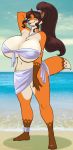  anthro beach big_breasts breasts canid canine chest_tuft cleavage clothed clothing female fox hi_res huge_breasts mammal seaside tuft vkyrie voluptuous 