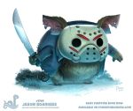  cryptid-creations domestic_pig friday_the_13th grass jason_voorhees machete mammal mask melee_weapon solo suid suina sus_(pig) weapon 