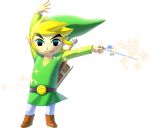  1boy baton baton_(instrument) belt black_eyes blonde_hair boots eyebrows eyebrows_visible_through_hair green_shirt green_tunic hair highres holding holding_object human link looking_at_viewer male male_focus male_only nintendo official_art pants pointy_ears pose sheathed sheathed_sword shield shirt smile sparkle sword sword_on_back the_legend_of_zelda the_legend_of_zelda:_the_wind_waker the_wind_waker toon_link transparent_background tunic 