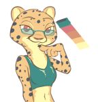  anthro bra breasts cheetah clothing disney eyewear felid feline female glasses kii_catano looking_at_viewer mammal smile solo sports_bra tears_(marking) tggeko underwear zootopia 