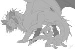  2019 anthro anthro_on_feral balls bestiality canid canine canis claws dragon duo erection feral fur handjob hypnosis male male/male mammal mind_control nude paws penile penis scalie sex size_difference syberfab wings wolf 