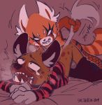  2019 aggressive_retsuko ailurid anal anal_penetration anthro blush breasts clothed clothed_sex clothing domination female female_domination fishnet fishnet_legwear from_behind_(disambiguation) haida hi_res hyaenid legwear male male/female mammal pegging penetration red_panda retsuko sanrio sex sex_toy sintastein size_difference small_breasts small_dom_big_sub spotted_hyena tail_grab toying_partner 