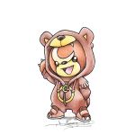  1:1 clothing cosplay evolutionary_family footwear fur hoodie itsbirdyart jacket mammal nintendo orange_fur pok&eacute;mon pok&eacute;mon_(species) shoes solo standing teddiursa topwear ursaring ursid video_games 