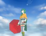  1girl cloud commentary_request dress long_hair mi8pq solo thighhighs umbrella utau 