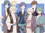  6+boys alm_(fire_emblem) bag bagged_fish berkut_(fire_emblem) blue_eyes blue_hair brown_eyes brown_hair byleth byleth_(male) candy_apple cat chrom_(fire_emblem) eating fan fire_emblem fire_emblem:_three_houses fire_emblem_awakening fire_emblem_echoes:_shadows_of_valentia fire_emblem_fates fish folding_fan food frown green_eyes green_hair hand_on_another&#039;s_shoulder hand_on_hip hand_on_own_head headband holding holding_food japanese_clothes kimono lilith_(fire_emblem) looking_at_viewer male_focus mask mask_on_head multiple_boys open_mouth pointy_ears print_kimono red_eyes robin_(fire_emblem) robin_(fire_emblem)_(male) sasaki_(dkenpisss) silver_hair smile sweatdrop thinking thought_bubble 