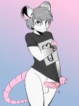  anthro balls bottomless clothed clothing erection hi_res humanoid_penis looking_at_viewer male mammal mouse munks_(artist) murid murine penis rodent smile solo standing 