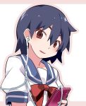  1girl blue_hair brown_eyes commentary_request digital_media_player earbuds earphones hammer_(sunset_beach) hanamonogatari highres kanbaru_suruga monogatari_(series) open_mouth school_uniform serafuku shared_earphones short_hair solo 