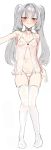  1girl babydoll breasts choker closed_mouth covered_nipples highleg highleg_panties highres lingerie long_hair nipples non-web_source original panties purple_eyes see-through side-tie_panties sidelocks silver_hair simple_background sketch small_breasts smile solo string_panties suisogenshi thighhighs twintails underwear underwear_only white_background white_legwear 
