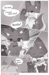  2019 anthro blush bodily_fluids collar comic coughing dialogue doujinshi duo english_text fur hi_res iradeon male monochrome nia_(senz) open_mouth patreon sean_(senz) senz tears text url 