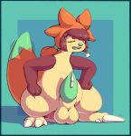  anal anal_masturbation animal_genitalia anojaa avoid_posting balls big_balls big_penis bodily_fluids breath chespin cloverleaf_tarragon conditional_dnp cum dildo dildo_sitting dripping eyes_closed feral genital_fluids male masturbation nintendo open_mouth penetration penis pok&eacute;mon pok&eacute;mon_(species) sex_toy sheath simple_background solo video_games 