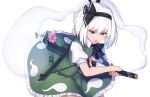  bow gray_eyes headband ibuki_notsu katana konpaku_youmu myon short_hair skirt sword touhou weapon white white_hair 