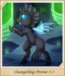  arthropod blue_eyes changeling drone_(mlp) fangs female friendship_is_magic my_little_pony pod solo vavacung wings 