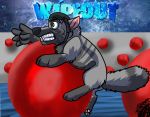  armor ball canid canine canis domestic_dog falling fur green_eyes grey_fur headgear helmet justdrawingproductions male mammal water wipeout 