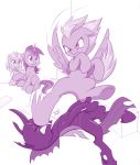  amethyst_star_(mlp) derp_eyes derpy_hooves_(mlp) dinky_hooves_(mlp) dstears equid equine friendship_is_magic hi_res horn insect_wings kick mammal monochrome my_little_pony pink_theme pterippus unicorn wings 