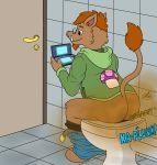  bathroom butt device doggettdouglasmcdog fart fart_fetish fungus hi_res mammal mushroom nintendo nintendo_3ds nintendo_ds_family suid suina toilet video_games warthog 