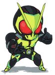  1boy belt black_gloves body_armor chibi gashi-gashi gloves kamen_rider_01_(series) kamen_rider_zero-one male_focus shadow simple_background sketch solo white_background 