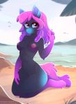  2019 absurd_res anthro areola breasts detailed_background digital_media_(artwork) equid equine fan_character female fensu-san hi_res kneeling looking_at_viewer mammal my_little_pony nipples nude outside pussy solo url 