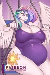  2019 5_fingers absurd_res anthro belly clothed clothing cutie_mark equid eyelashes female fingers friendship_is_magic hi_res horn mammal my_little_pony nauth pregnant princess_celestia_(mlp) solo winged_unicorn wings 