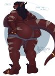  anthro big_breasts big_butt blush breasts butt female hair hi_res horn huge_breasts nipples overweight overweight_female redpixie scalie solo standing 