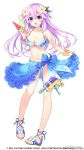  1girl adult_neptune breasts cleavage food hair_ornament holster long_hair looking_at_viewer neptune_(series) popsicle purple_eyes purple_hair shin_jigen_game_neptune_vii solo swimsuit thigh_holster thigh_strap tsunako water_gun 