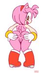  amy_rose anthro anus blush butt clothing eulipotyphlan eyelashes female footwear fur gloves green_eyes hair handwear headgear headwear hedgehog hi_res looking_back mammal open_mouth pink_fur pink_hair presenting presenting_anus presenting_hindquarters pussy shoes simple_background smile solo sonic_(series) spread_anus spread_butt spreading white_background yopy 