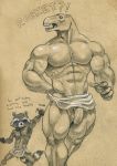  abs alien anthro balls beta_ray_bill biceps duo gotg guardians_of_the_galaxy male marvel muscular muscular_male obliques pecs penis rocket_raccoon simple_background size_difference sketch towel triceps tush uncut 