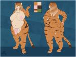  4:3 anthro balls barbed_penis belly big_belly big_breasts breasts dizzyknight felid feline fur gynomorph hi_res intersex invalid_tag mammal model_sheet nude orange_fur overweight overweight_gynomorph overweight_intersex penis solo tigress_(disambiguation) 