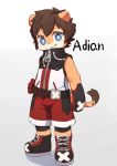  2019 adian_(moki) anthro belt biped black_nose blue_eyes bottomwear brown_fur brown_hair character_name clothed clothing cub felid footwear fully_clothed fur gloves hair hand_on_hip handwear jacket kemono lion looking_at_viewer male mammal moki multicolored_fur pantherine pose shoes short_hair shorts simple_background sleeveless smile solo standing tail_tuft text topwear tuft two_tone_fur white_background white_fur young zipper 