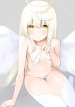  angel breast_hold hashiko_nowoto pantsu thighhighs topless wings 