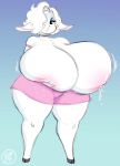  anthro big_breasts bodily_fluids bovid breasts caprine female gammanaut hand_on_breast hi_res huge_breasts lactating mammal sheep thick_thighs 