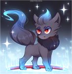  ambiguous_gender black_fur digital_media_(artwork) feral fur hi_res koveliana nintendo paws pok&eacute;mon pok&eacute;mon_(species) shiny_pok&eacute;mon smile solo standing video_games zorua 