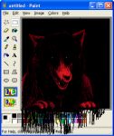  2019 ambiguous_gender anthro black_eyes blood bodily_fluids breaking_the_fourth_wall canid canine canis domestic_dog english_text ghost ghost_pupper hladilnik looking_at_viewer mammal ms_paint ms_paint_challenge open_mouth scary solo spirit text white_pupil 