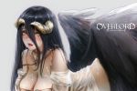  1girl after_sex albedo ass bangs bare_shoulders black_feathers black_hair black_wings blush breasts cleavage clothed_sex cum cum_in_mouth cum_on_ass cum_on_body cum_on_breasts cum_on_clothes cum_on_hair cum_on_lower_body cum_on_upper_body cum_string cumdrip demon_girl demon_wings detached_collar dress eyebrows_visible_through_hair facial feathered_wings feathers feng_yezi hair_between_eyes hip_vent horns large_breasts long_hair looking_at_viewer low_wings mole mole_under_eye open_mouth overlord_(maruyama) see-through shirt sidelocks simple_background smile solo solo_focus very_long_hair wet wet_clothes wet_shirt white_background white_dress white_shirt wings yellow_eyes 