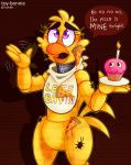  2019 animatronic avian bird chica_(fnaf) chicken cupcake_(fnaf) english_text female five_nights_at_freddy&#039;s fnaf_vr_help_wanted food galliform gallus_(genus) hi_res machine mammal phasianid pizza robot simple_background speech_bubble text toy-bonnie video_games 