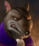  anthro black_nose brown_fur clothed clothing cluny_the_scourge ear_piercing ear_ring eye_patch eyewear fangs fur hi_res ian-exe male mammal murid murine piercing rat redwall rodent solo teeth yellow_eyes 