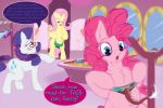  2019 blue_eyes blush bra breasts clothing english_text equid equine eyewear female fluttershy_(mlp) friendship_is_magic frist44 glasses group horse inside mammal mirror my_little_pony pinkie_pie_(mlp) pony quadruped rarity_(mlp) speech_bubble text underwear wings 