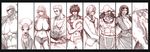  6+boys abs animal_ears bikini_top breasts brook cigarette column_lineup earrings everyone eyewear_on_head facial_hair formal franky glasses goggles goggles_around_neck hair_over_one_eye hat highres huge_breasts jewelry long_hair monkey_d_luffy monochrome multiple_boys multiple_girls nami_(one_piece) necktie nico_robin one_piece q_azieru realistic reindeer roronoa_zoro sanji scar short_hair skeleton smoking straw_hat suit sunglasses sword tattoo tony_tony_chopper usopp weapon 