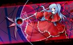  bad_id bad_pixiv_id blue_hair highres metalridley multiple_wings polearm red_eyes shinki side_ponytail silver_hair solo spear staff touhou wallpaper weapon wings 