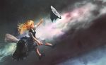  azzie_(az_man_studios) bad_id bad_pixiv_id blonde_hair braid broom broom_riding flying hat hat_removed headwear_removed kirisame_marisa solo space touhou 