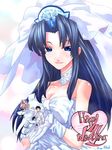  artist_request black_hair blue_eyes bouquet breasts bride cleavage dress flower giantess gloves groom heart holding long_hair medium_breasts miniboy solo source_request wedding wedding_dress white_gloves 