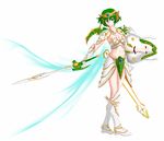  alternate_costume armor blue_eyes boots breasts cleavage dragon_quest dragon_quest_iv green_hair helmet heroine_(dq4) matsumo medium_breasts shield short_hair solo spoilers sword weapon wings 