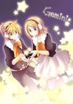  1girl asymmetry_(module) bad_id bad_pixiv_id blonde_hair blue_eyes brother_and_sister gemini_(vocaloid) kagamine_len kagamine_rin project_diva_(series) project_diva_2nd ryou_(fallxalice) short_hair siblings star twins vocaloid 