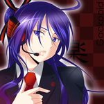  caffein headphones kamui_gakupo long_hair male_focus microphone necktie solo vocaloid 