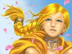  bad_id bad_pixiv_id bianca blonde_hair blue_eyes braid cape cherry_blossoms choker dragon_quest dragon_quest_v earrings jewelry long_hair nanba_(tanishi) petals single_braid 