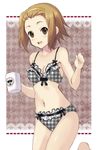  bad_id bad_pixiv_id blush bra brown_hair cup frilled_panties frills hairband k-on! kyougoku_shin lingerie navel open_mouth panties round_teeth short_hair solo tainaka_ritsu teeth underwear underwear_only 